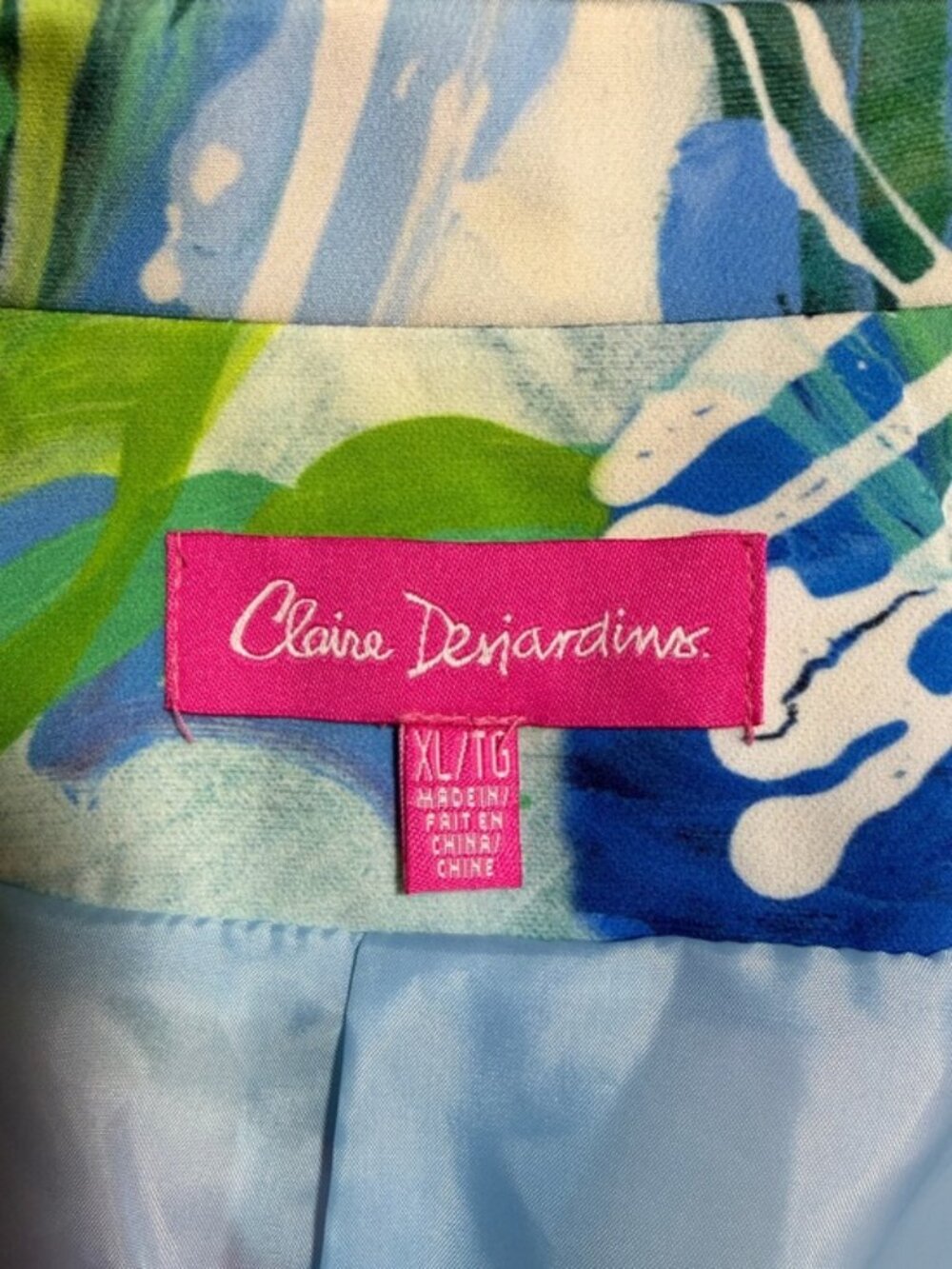Claire Desjardins XL Colorful Abstract Floral Stretch Lined Blazer Jacket - Picture 7 of 9